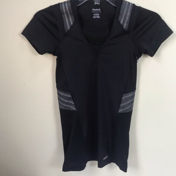 Reebok Easy Tone Fitness Workout Mesh Top Short Sleeve Stretch Spandex Sport S - Picture 2 of 16